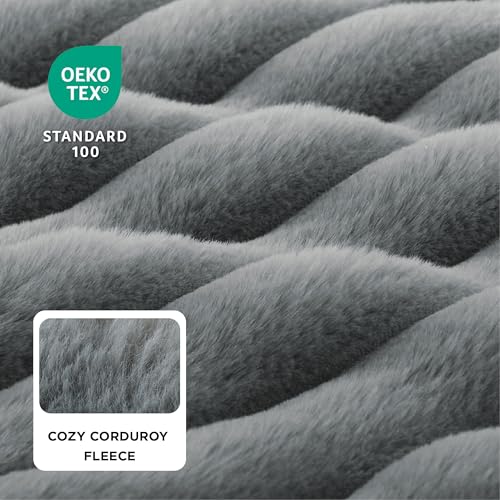 BEDSURE orthopädisches Hundebett Grosse Hunde - 114x81x17.5cm wasserdichtes Hundesofa mit Memory-Schaum & Eierkarton-Schaum, waschbarer und Abnehmbarer Cordbezug Hundecouch, grau