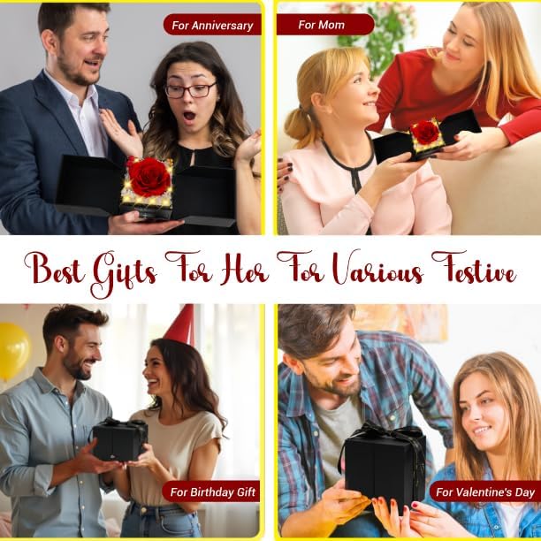 Preserved Real Rose with I Love You Necklace in 100 Languages – Romantic Gift for Women, Wife, Mom, Girlfriend – Birthday, Anniversary, Valentine’s Day, Mother’s Day, Christmas - Image 6