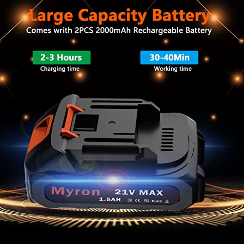 Mini Kettensäge mit Akku, Myron Upgraded 6,4 Zoll Akku-Kettensäge mit 2 Akkus und 4 Ketten, 21V Tragbare Elektrische Handkettensäge für Baumbeschnitt, Ast- und Holzschnitt – Bild 7