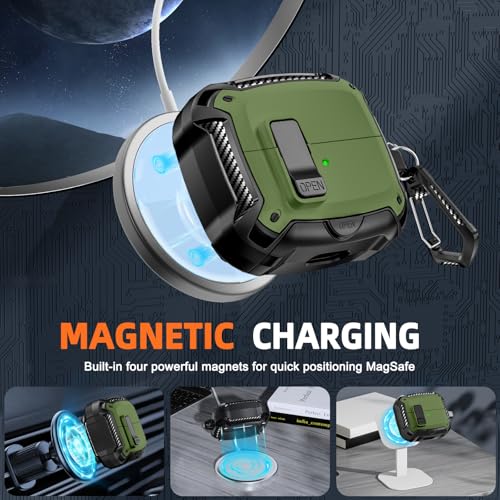 Image of Compatible with Samsung Galaxy Buds 3 Case & Galaxy Buds 3 Pro Case with Phone Stand, Compatible with MagSafe, (Dark Green)