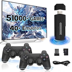 XIXIMENG X2 Plus Retro Konsole Spielkonsole Game Stick 4K,50000+ Spiele 40+ Emulator,Plug and Play Videospielkonsole Retro mit Wireless Controller,Tragbare Spielkonsole,Geschenk für Erwachsene (128G)