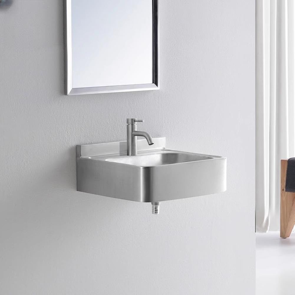 Évier mural acier inoxydable avec mitigeur eau chaude et froide complet