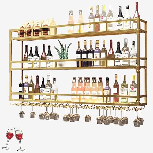 Support de verre à vin suspendu réglable et étagère murale rustique