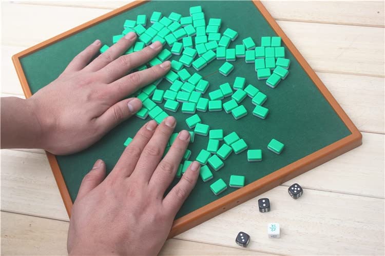 ASVIL Chinese Mahjong Set Mini Mahjong Draagbare Kleine Reizen Mahjong Set Mahjiang Tegels met Vouw Tafel Dobbelstenen Heerser Traditionele Chinese Familie Game mah jongg Geschenken