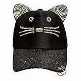 Bling Baseball Cap Hat – Forest & Twelfth Embellished w/Crystal Rhinestones and Faux Gemstones (Cat Black)