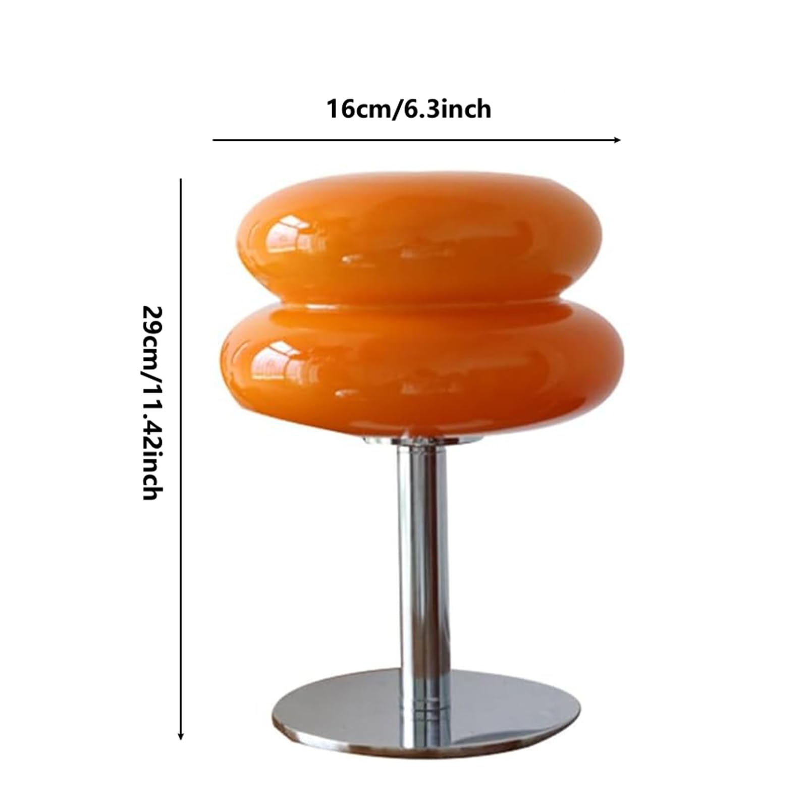 Zerodis Bonito Huevo de Vidrio -Lámpara de Mesa de Altura de la Lámpara de Escritorio USB Luz Suave para Niñas Energía -eficiente (ORANGE)