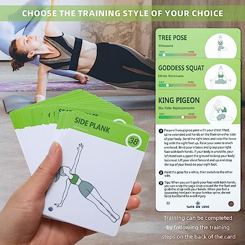 Yoga Exercise Cards-Yoga Poses Poster Workout Cards for Women, Yoga Stuff Set of 70 Flash Cards for Home & Gym