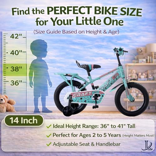 Image of longrun 14T Cycle for Kids 2-5 Years Boys and Girls | Bicycle for Kid with Training Wheels | Kids Cycle for 2 to 5 Years with Adjustable Seat | Easy 4-Step Setup | 95% Fitted | 14 Inch Kid Cycle