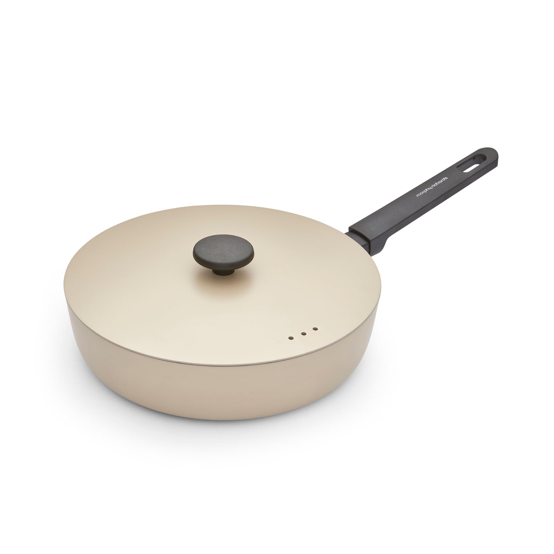 Morphy Richards Cream Saute Pan, Forged Aluminium, 28Cm, Non Stick Ceramic Coating, Soft Touch Handles, Oven Safe Up To 180C, Suitable For All Hobs, 852504
