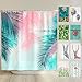 Produktbild arteneur® - Palmenblätter - Anti-Schimmel Duschvorhang 240x200 - Recycelt mit Öko-Tex Standard 100 - Beschwerter Saum, Blickdicht, Wasserdicht, Waschbar, 16 Ringe & E-Book mit Reinigungs-Tipps