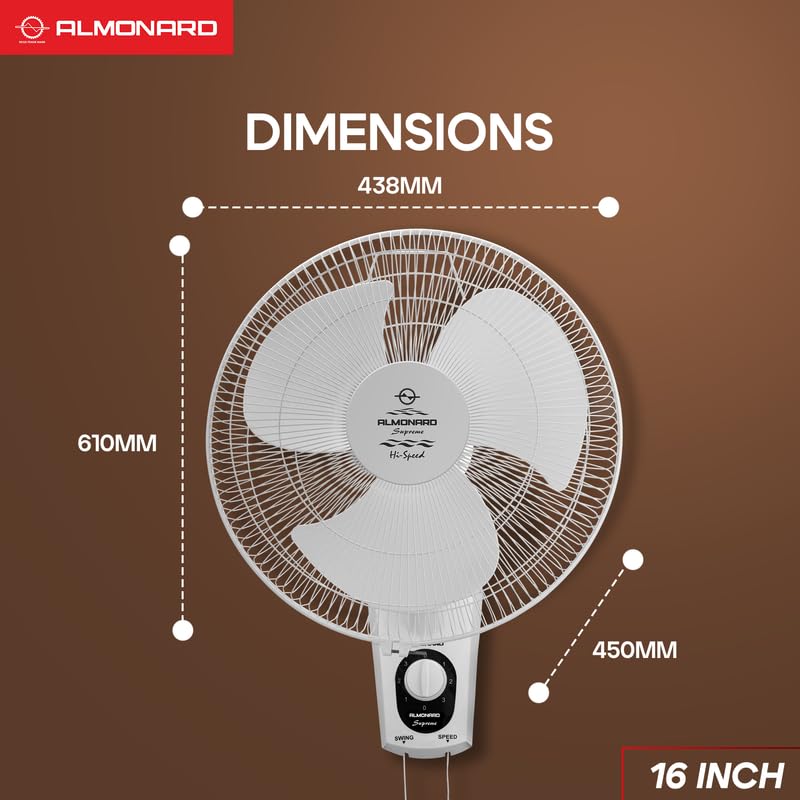 Image of Almonard | 16 inch (400mm) Supreme High Speed Wall fan White