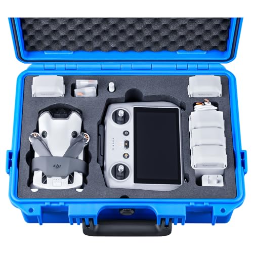 Image of Lykus Titan MM410 Waterproof Hard Case (Blue) for DJI Mini 4 Pro /Mini 3 /Pro and DJI RC 2 /RC /RC-N2 /N1, Support 7 batteries and RC lanyard [CASE ONLY]