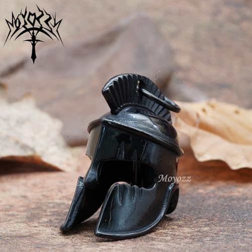 Image of Motorcycle Biker Roman Gladiator Warrior Spartan Helmet Guardian Bell Luck Gremlin Ride Bell Hanger or Lucky KeyChain
