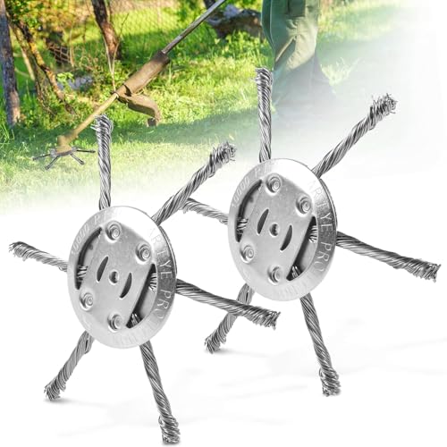 JKSvrenthy 2PCS Steel Wire Grass Trimmer Head String Trimmer Replacement Head Universal Brush Cutter Steel Head for Lawn Mower Edging 6 Inch Steel Wire Weed Brush Cutter Trimmer Head (6 Blades)