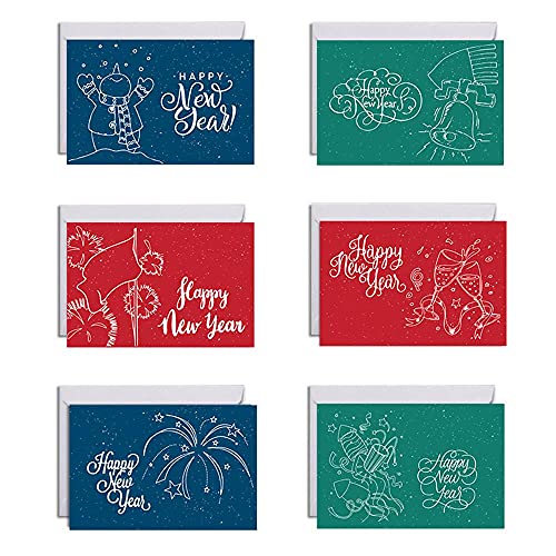 Aeromdale Cartes de vœux vierges avec enveloppes, thème « Happy New Year », cartes de vœux pliantes - # A - 1 lot Cover