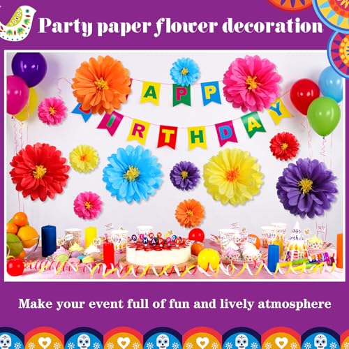 Image of Watersay 36 Pcs 10 inch 20 inch Large Tissue Paper Flowers, Fiesta Color