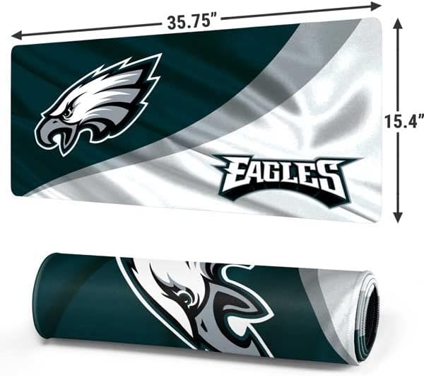 Skinit Extra Large Gaming Mouse Pad - Officially Licensed Philadelphia Eagles Design with Stitched Edges, Waterproof, Non-Slip Rubber Base, Desk Mat for Keyboard & Mouse, 35.75" x 15.4" inches