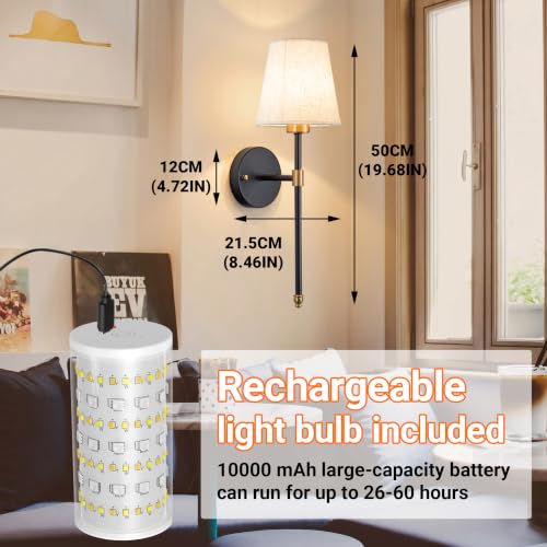 Image of Battery Operated Wall Sconce Set Of Two with Remote Control (Black-Gold)