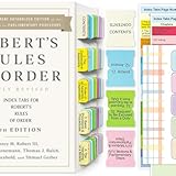 Index Tabs for Robert's Rules of Order Newly Revised, 12th Edition, 90 Color-Coded & Laminated Book Tabs with Alignment Guide (Book Not Included), Repositionable and Long-Lasting