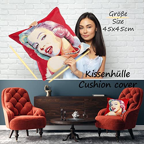 ANRO Poszewka na poduszkę Dekoracyjna poduszka na kanapę Poszewka na poduszkę Gobelin z motywem Marilyn Monroe 45x45 cm bez wypełnienia