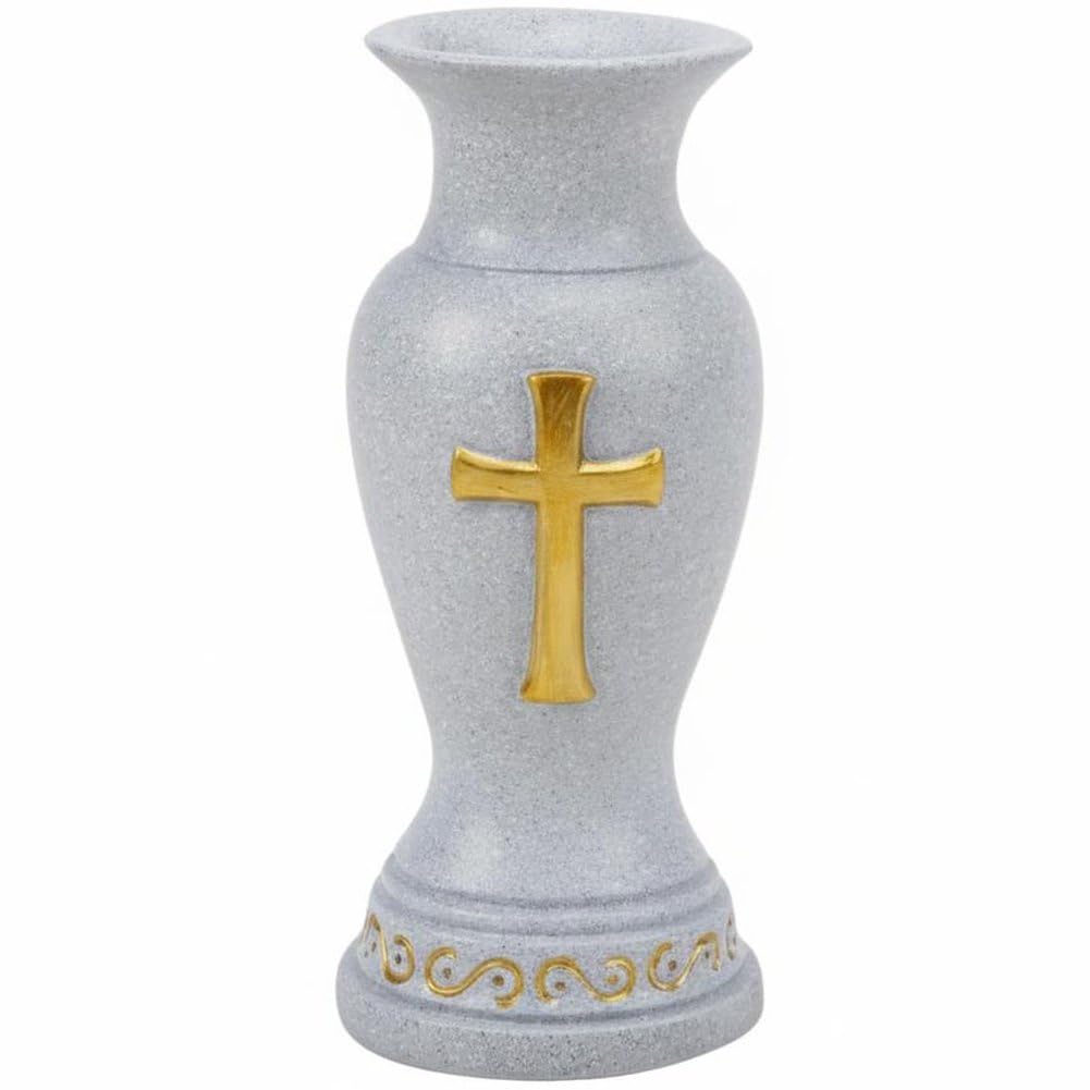 Sslvya Cemetery Vase, Cross Resin Grave Vase Flowers Holders for Home, Artificial or Fresh Flowers, Cemetery Grave Headstone Decorations