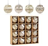 Christmas Ornaments Champagne Christmas Ball Ornaments Clearance,16Pcs 2.36Inch Luxury Velvet Glitter Shatterproof Christmas Tree Decor,4 Style Elegant Satin Silk Hanging Ornaments Ball for Xmas Party