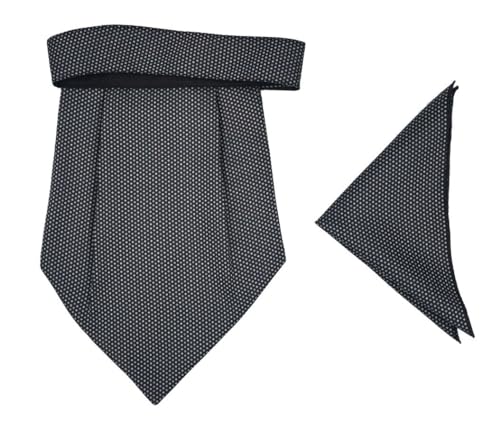 Image of formal cravat set for men with pocket square Men's Cravat Necktie, Self Design Microfiber Dark Multi color Free Size