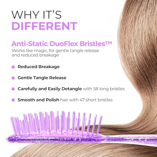 Image of FHI Heat UNbrush Mini Detangler Brush for Pain-Free Brushing on All Wet or Dry Hair Types - Durable Duoflex Anti-Static Bristles, Lightweight Handle, Vented Mini Hair Brush