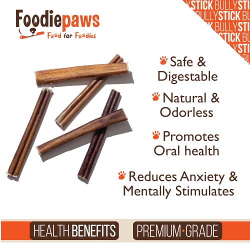 Foodiepaws All Natural 4-Inch Bully Sticks Odor Free Usa Packed For Small, Medium Dogs-100% Free-Range Grass-Fed Beef–Single Ingredient Grain & Rawhide Free-Longer Lasting Dental Dog Chews (1Lb) #TOP3