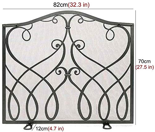 Écran de cheminée noir à panneau unique avec protection anti-étincelles pour la sécurité de la maison