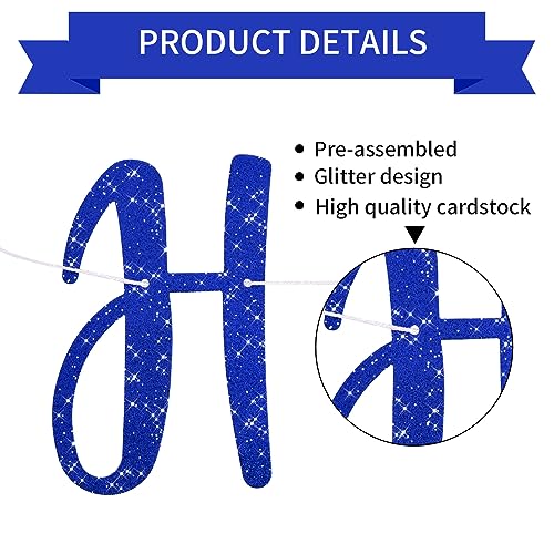Image of BEISHIDA Pre-Strung Glitter Blue Happy Retirement Banner Party Decoration | NO DIY,Happy Retirement Sign,Retirement banner for Women & Man,Retirement Party Supplies
