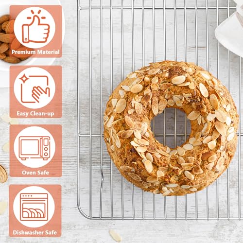 P&P CHEF Baking Cooling Rack Set for Cooking Roasting, 4-Piece Stainless Steel Wire Racks for Oven Use, Healthy & Dishwasher Safe, Rectangle, 8.6 + 9.7+ 11.6 + 15.3 Inch by P&P CHEF - Image 3