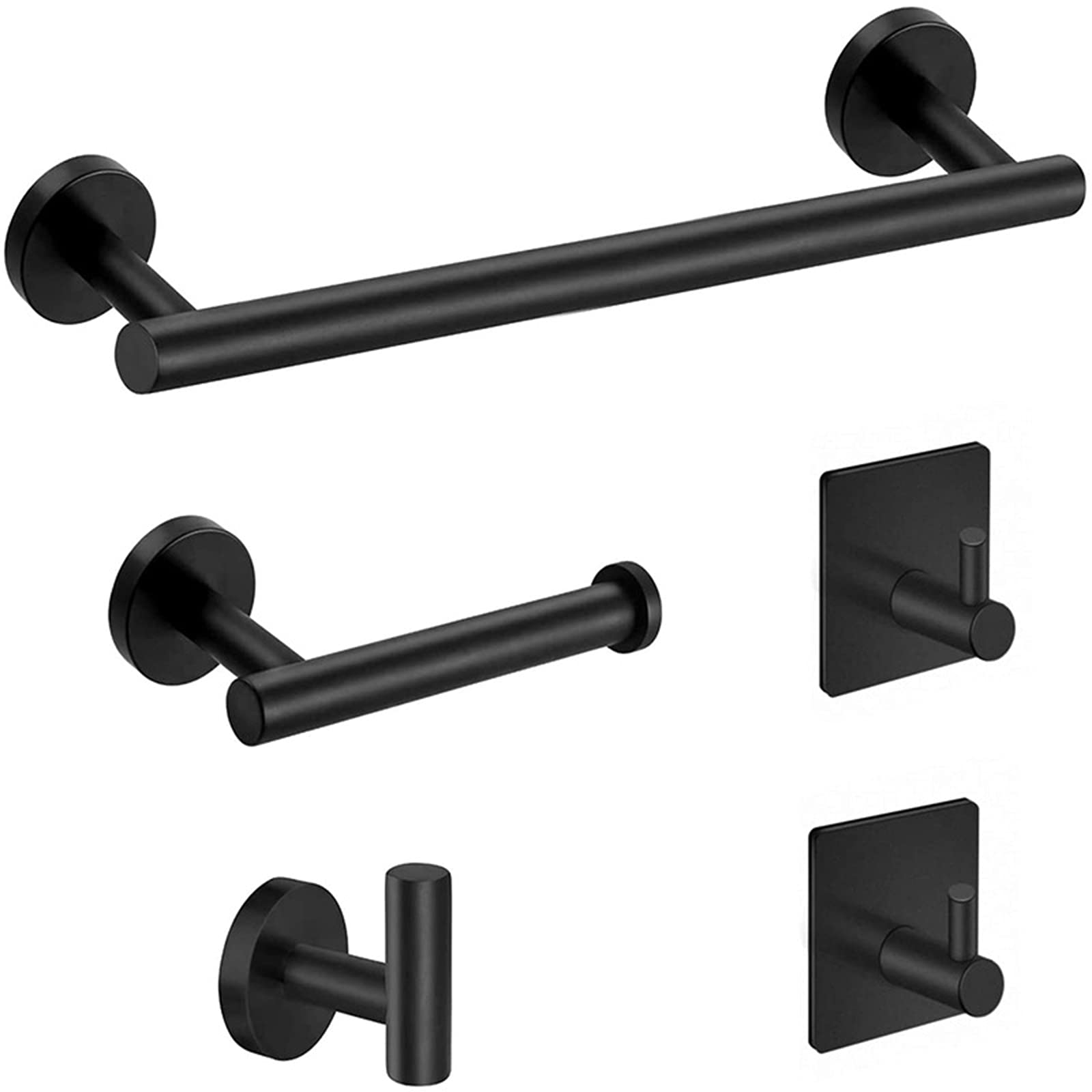 Toallero Baño - 5 Piezas Juego De Accesorios Baño Toallero Barra + Portarrollos para Papel Higiénico +3 Perchas, Acero Inoxidable, Instalación del Agujero, Adecuado para Baño-Cocina,Negro