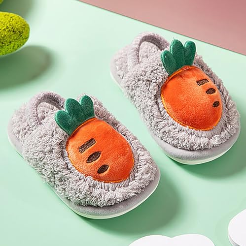 Kids Slippers, Boys Girls Cute Bow Plush Funny Cartoon Carrot Slippers,Comfy Fuzzy Pillow Cloud Plush House Footwear3