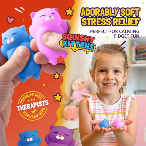 Image of Nutty Toys Squishy Cat Set - 2 inch Soft Silicone Kawaii Kitties, Top Stress Relief Toy 2026 Unique Gifts for Teens Kids Women Men Adults Best Teenage Girls Teen Boy Tween Valentines Day, Easter Gift Idea