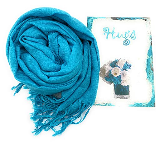 Smiling Wisdom - Hugs and More Hugs Greeting Card and Scarf Gift Set - A Wrap that Hugs - Woman - Grief Bad Day