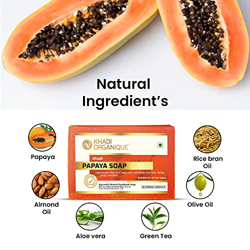 Image of Khadi Organique Natural Herbal Papaya Soap Pack of 3