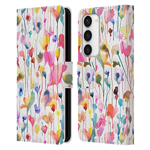 Étui Samsung Galaxy S23 5G Ninola fleurs colorées en cuir avec porte-cartes