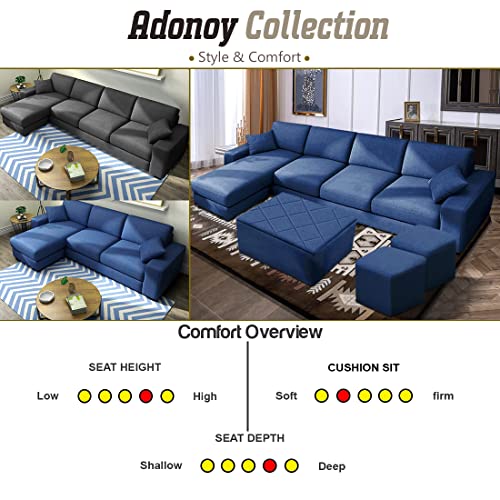 Image of CASASTYLE Adonoy 8 Seater LHS L Shape Fabric Sofa Set (Grey)