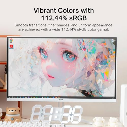 Image of Pixio PX248 Wave White 24 inch 200Hz Refresh Rate FHD 1080p Resolution Fast IPS Panel 1ms GTG Response Time Built-in Speakers Gaming Monitor with Adaptive Sync