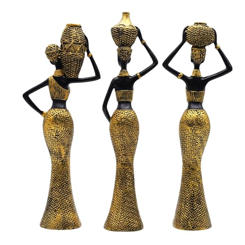 Image of Vibrant Beautiful Finish Uniquely Hand Crafted Home Decor African Tribal Women Art Piece (Set of 3)