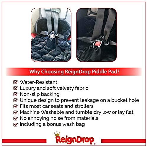 ReignDrop Piddle Pad Car Seat Protector for Toilet Potty Training of Toddler  Waterproof Car Seat Pee Pad  Reusable Liner  Soft Velvet Exterior  Non-Slip Back  with Wash Bag  Machine Washable