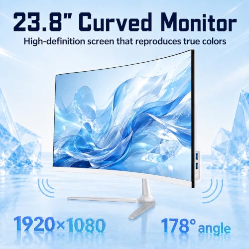 Image of 23.8inch Curved All-in-One PC, Adjustable Tilt Screen, Ultra-Slim