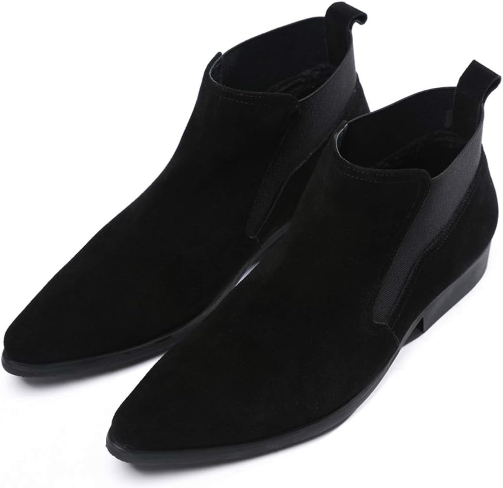 Santimon Mens Chelsea Boots Casual Dress Men Boot Suede Silp on Shoes Black 9