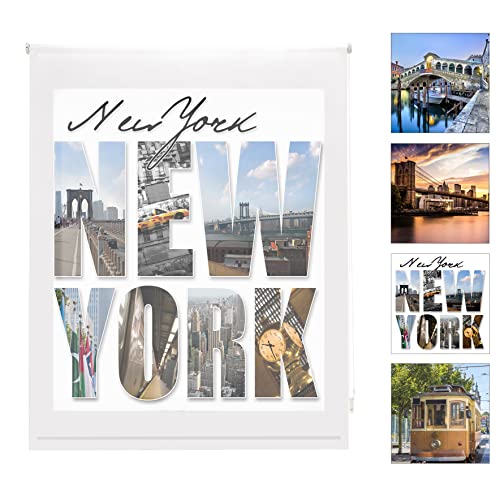 Blindecor Estor Enrollable Translucido Estampado Digital Urban, Ny, 130 x 180 cm