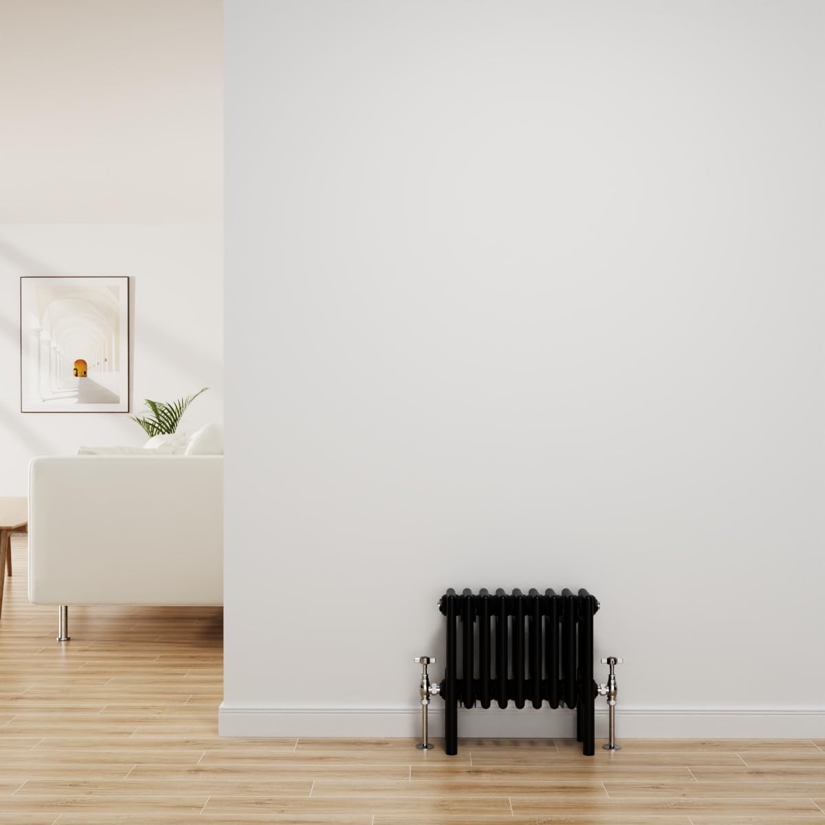 NRG Traditional Radiator Black Cast Iron 4 Column Horizontal Central Heating Bathroom Radiators 300x425mm