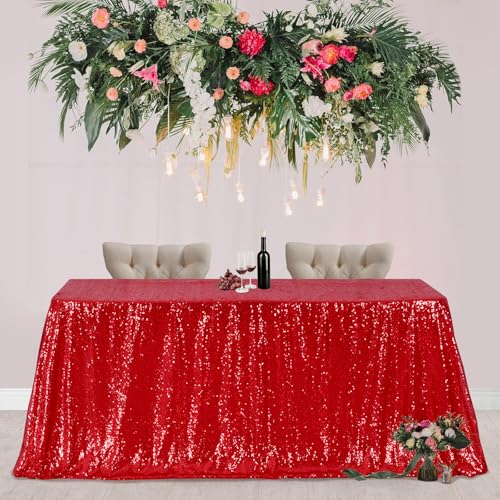 Poise3EHome Red Sequin Tablecloth 60×102 Inch Rectangle Sparkly Fabric Table Cloth for Birthday Wedding Party Holiday Christmas Baby Shower Decoration by Poise3EHome - Image 7