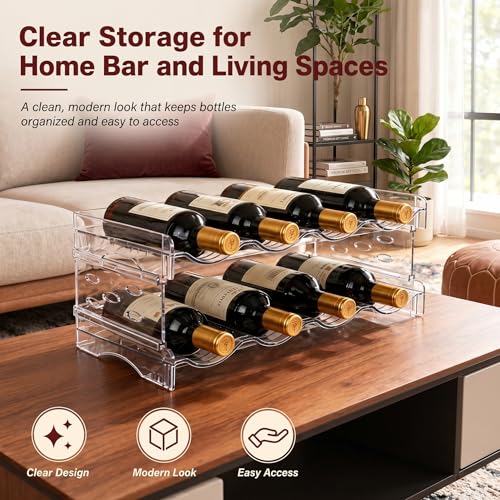 Stackable-Acrylic-Wine-Rack-2-Tier-Clear-Wine-Bottle-Holder-for-Fridge-and-Countertop-Holds-8-Bottles-Space-Saving-Storage-for-Cabinet-Pantry-and-Bar