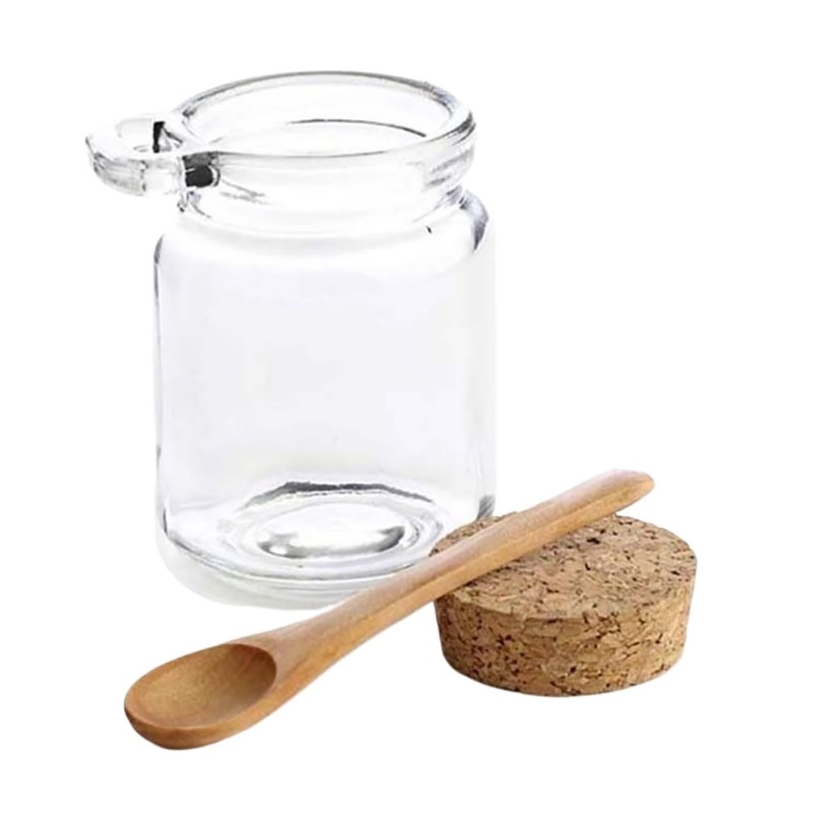 HYFEUOKF 4Pcs Glass Jar With Lid Kitchen Spices Storage Bottle Shower Salt Container Coffee Tea Seasoning Organizer Jars With Spoon