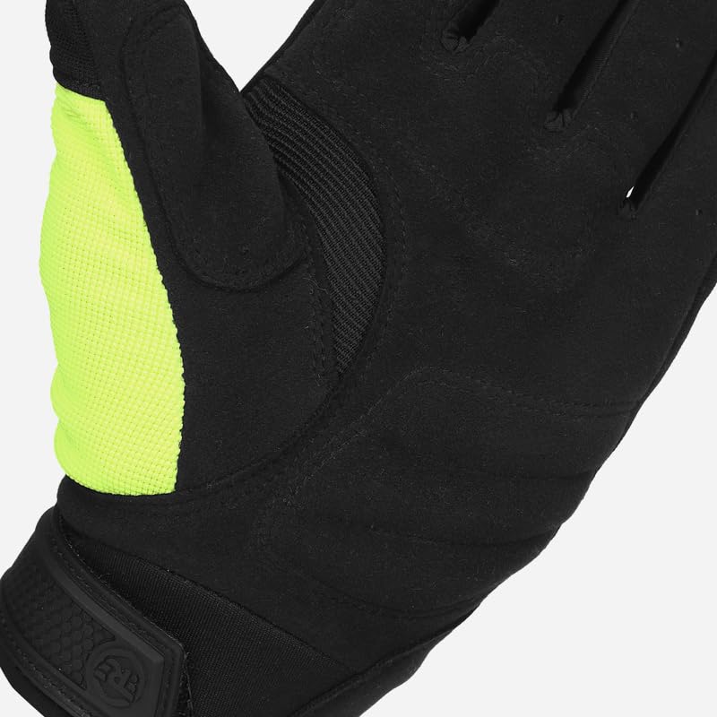 Image of Royal Enfield Urban Hustler V2 Riding Gloves 100% Polyester Air Mesh for Ventilation | TPR Knuckle Protectors | Microsuede Grip Patch | Poly Stretch Fabric for Better Flexibility NEON Green S 20CM